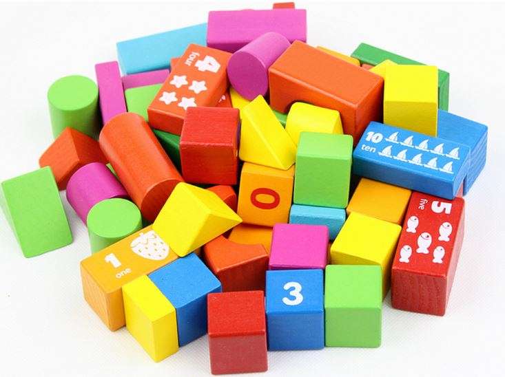 50 Piece Mathematics Wooden Learning Blocks Play Set for Kids