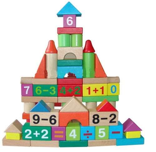 50 Piece Mathematics Wooden Learning Blocks Play Set for Kids