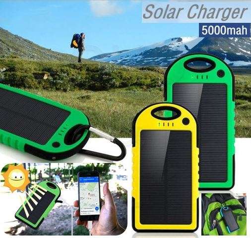 SOLAR Powerbank 5000mAh with 2 USB Ports for Charging of Electronic Devices, Phones & Lights