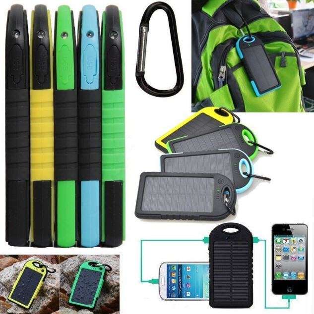 SOLAR Powerbank 5000mAh with 2 USB Ports for Charging of Electronic Devices, Phones & Lights