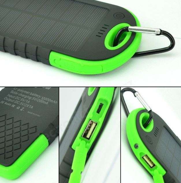 SOLAR Powerbank 5000mAh with 2 USB Ports for Charging of Electronic Devices, Phones & Lights