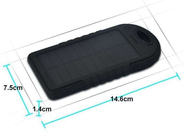 SOLAR Powerbank 5000mAh with 2 USB Ports for Charging of Electronic Devices, Phones & Lights