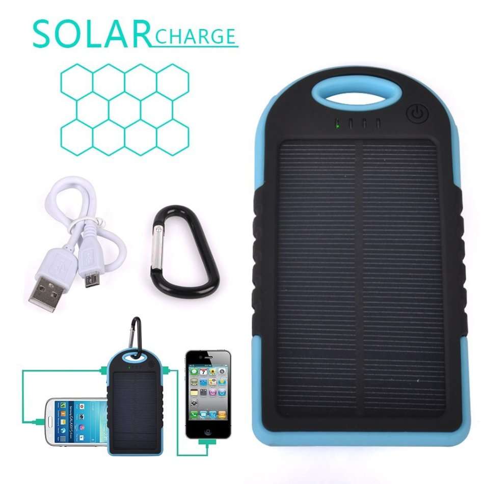 2 USB SOLAR Powerbank 5000mAh for Charging of Electronic Devices, Phones & Lights