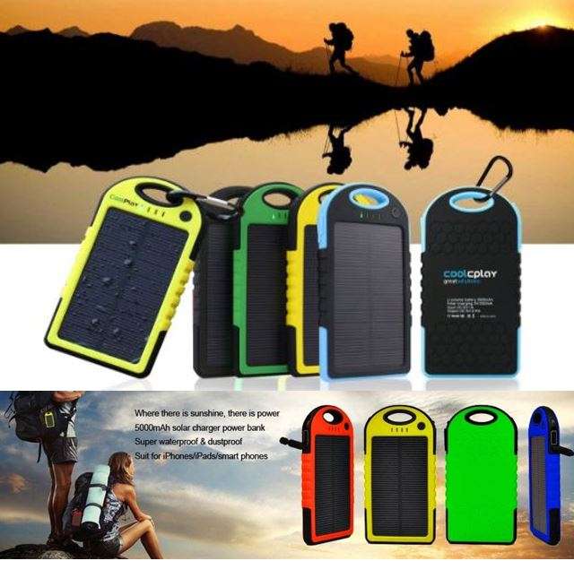 SOLAR Powerbank 5000mAh with 2 USB Ports for Charging of Electronic Devices, Phones & Lights