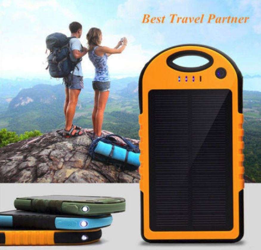 SOLAR Powerbank 5000mAh with 2 USB Ports for Charging of Electronic Devices, Phones & Lights