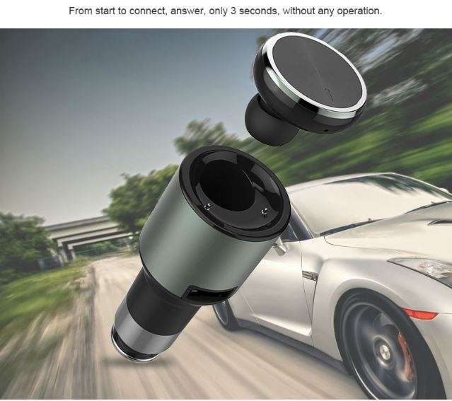 Wireless Multi-Functional 2 in 1 Mono Bluetooth Headset Earpiece and Car Charger
