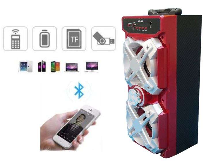 Bluetooth Multimedia Dual Sub-woofer Speaker With USB / SD / AUX / FM Radio & Microphone Jack