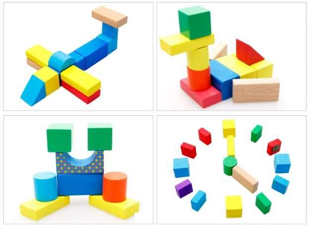 Wooden Building blocks in back pack bag, great for children's hand and eye coordination