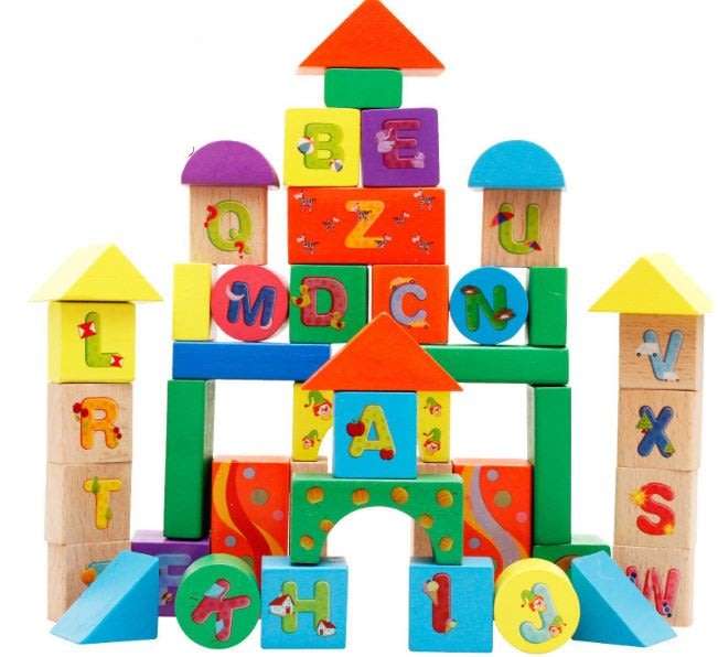 Building blocks in back pack bag, great for learning letter, numbers, shapes & colours