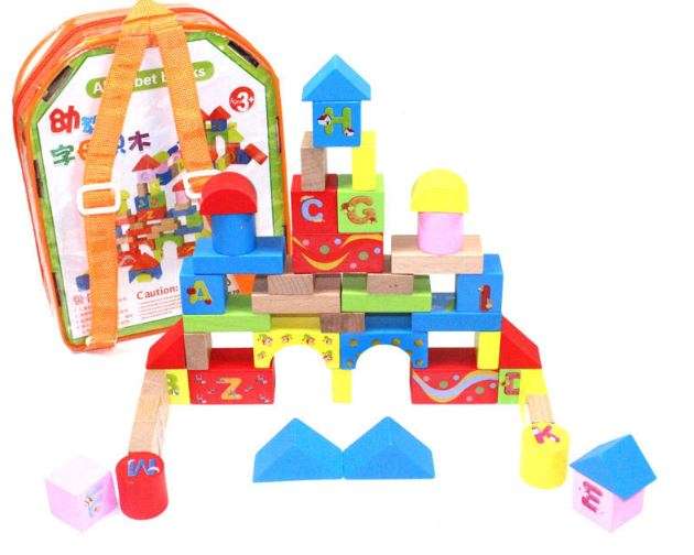 Building blocks in back pack bag, great for learning letter, numbers, shapes & colours