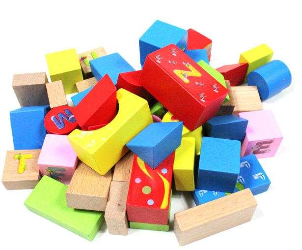 Building blocks in back pack bag, great for learning letter, numbers, shapes & colours