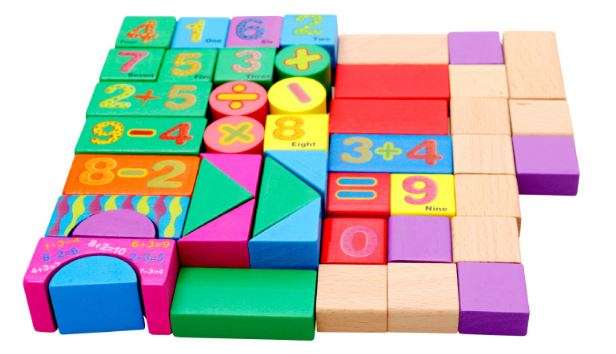 Building blocks in back pack bag, great for learning letter, numbers, shapes & colours