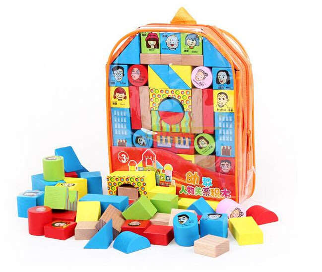 Building blocks in back pack bag, great for learning letter, numbers, shapes & colours