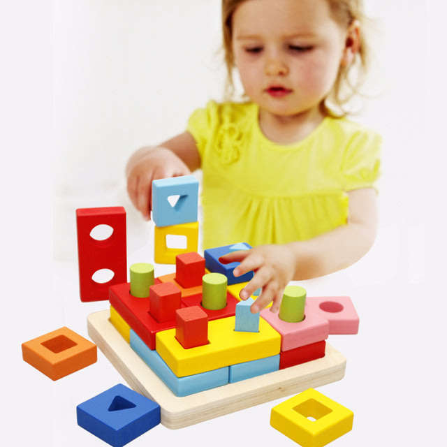 Wooden Building blocks in back pack bag, great for children's hand and eye coordination