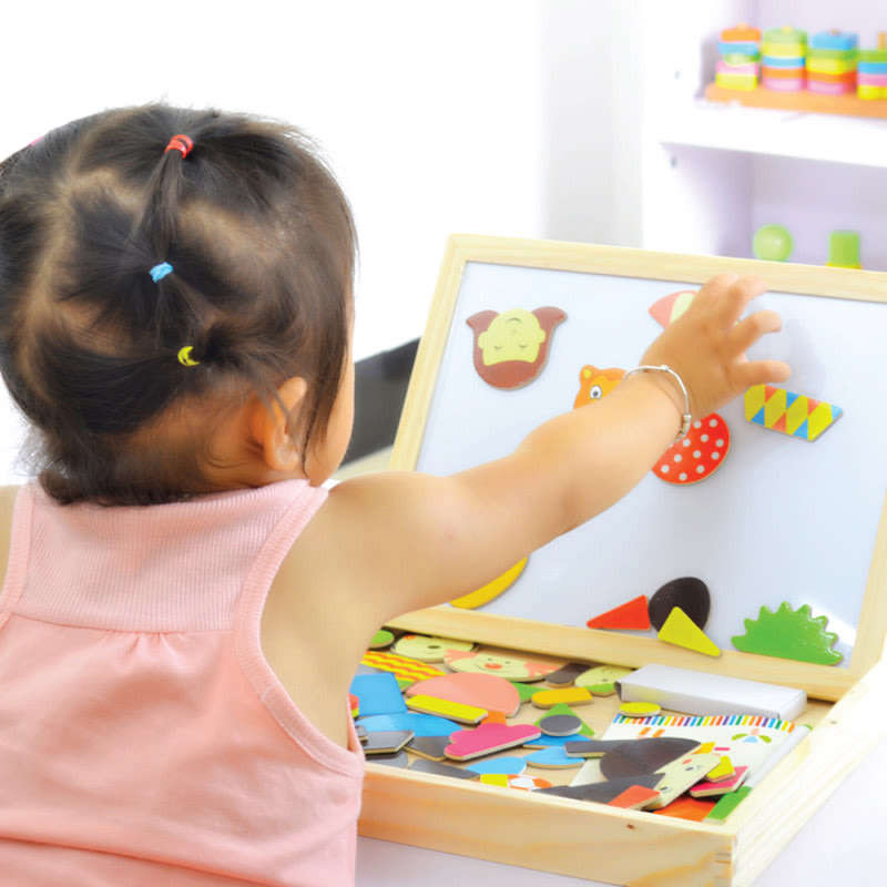 3D Farms Spell Magnetic Whiteboard & Chalkboard Set In a Wooden Box