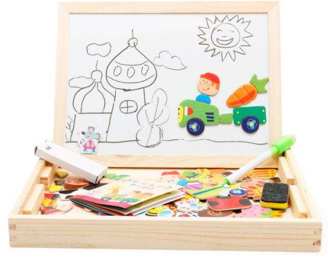 3D Farms Spell Magnetic Whiteboard & Chalkboard Set In a Wooden Box