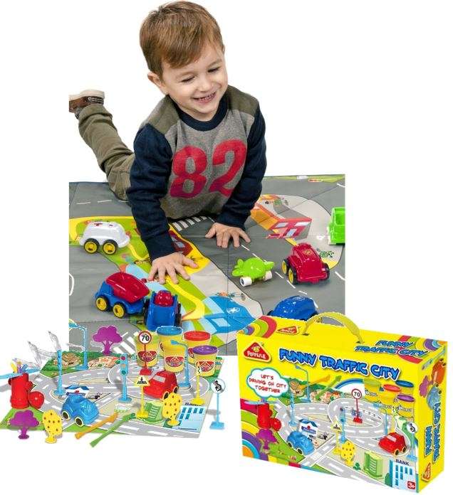Play Dough Traffic City Set With Accessories - Play While Learning the Responsibility of Road Safe