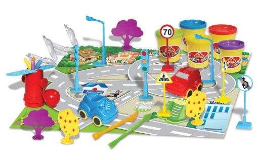 Play Dough Traffic City Set With Accessories - Play While Learning the Responsibility of Road Safe