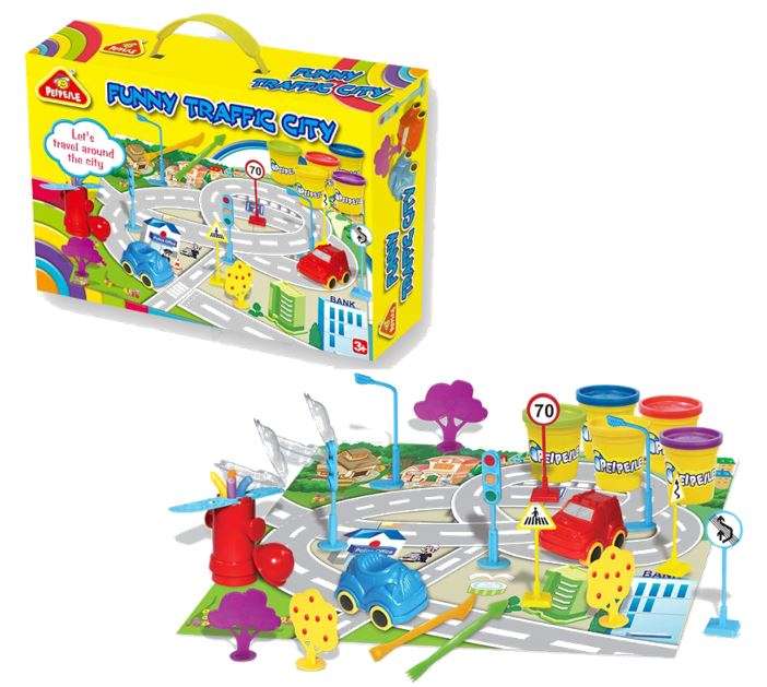 Play Dough Traffic City Set With Accessories - Play While Learning the Responsibility of Road Safe