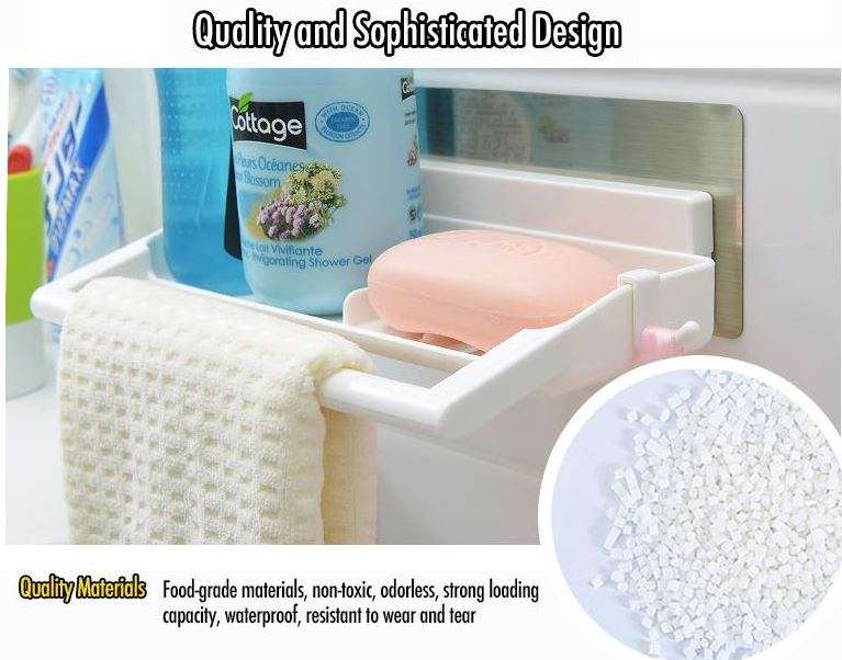 Self-Adhesive 3 Piece Storage Racks - Reusable, Strong Load Capacity, Clean, Chic & Clutter-Free