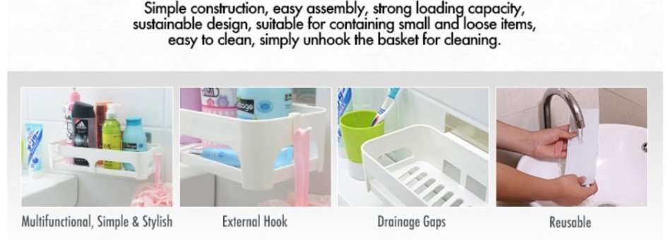 Self-Adhesive 3 Piece Storage Racks - Reusable, Strong Load Capacity, Clean, Chic & Clutter-Free