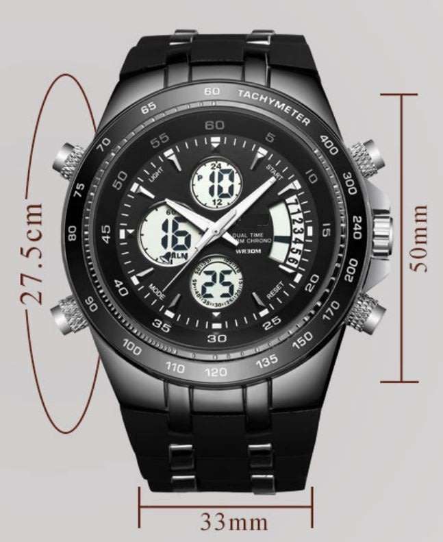Exquisite Men's Multi Chronograph Watch With LED Back Light in a Complimentary Tin Gift Box