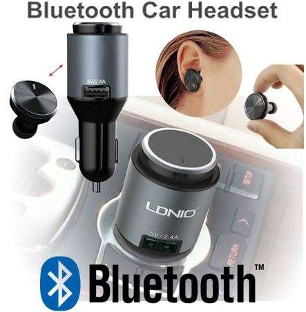 Wireless Multi-Functional 2 in 1 Mono Bluetooth Headset Earpiece and Car Charger