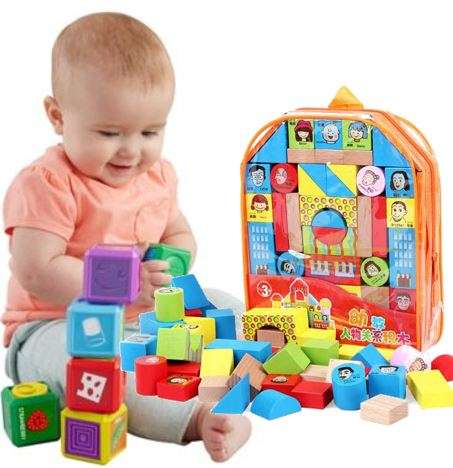 Building blocks in back pack bag, great for learning letter, numbers, shapes & colours