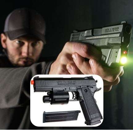 OPS Tactical 45 cal Spring Airsoft Pistol BB Gun With Laser and Flashlight