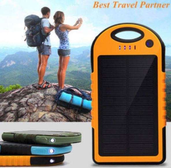 5000 mAh SOLAR Powerbank With 2 USB's for Charging of Electronic Devices, Phones & Lights