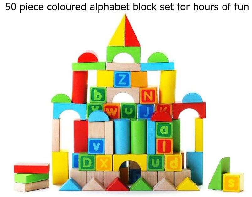 50 Piece Letter Wooden Blocks Play Set Perfect for sensory development and educational play