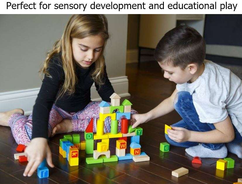 50 Piece Letter Wooden Blocks Play Set Perfect for sensory development and educational play