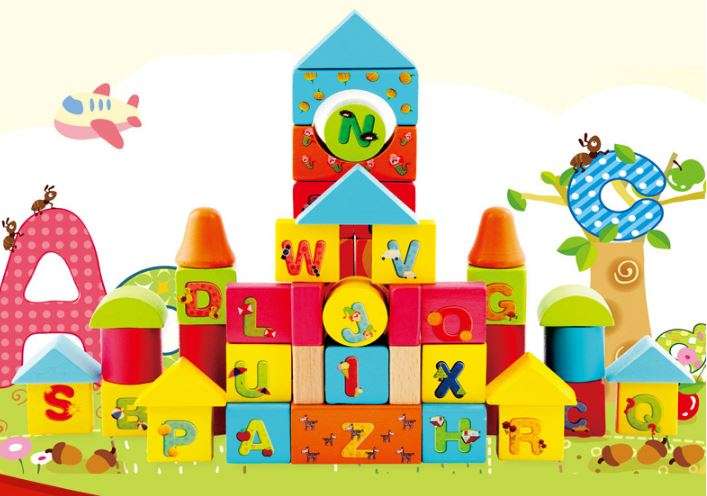 50 Piece Letter Wooden Blocks Play Set Perfect for sensory development and educational play