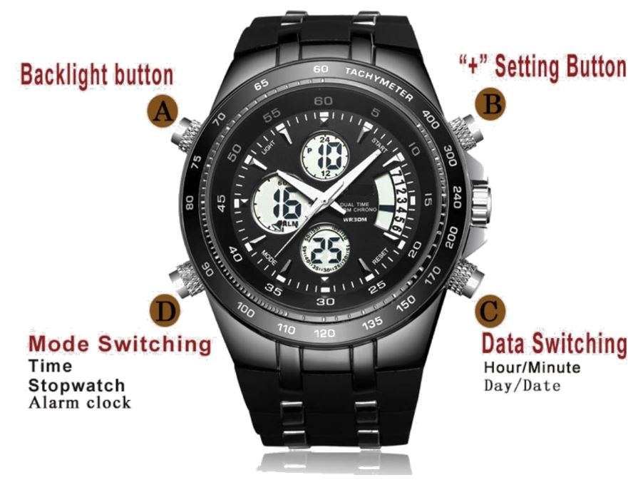 Exquisite Men's Multi Chronograph Watch With LED Back Light in a Complimentary Tin Gift Box