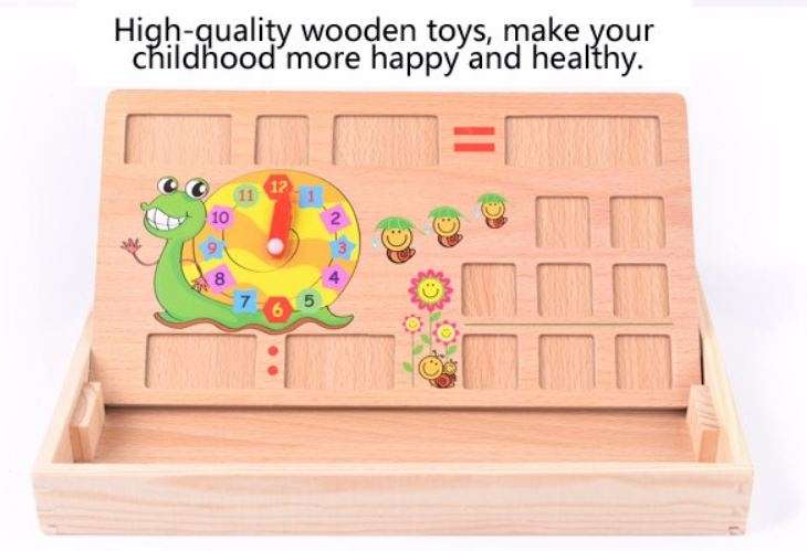 Mathematical Operation Blocks & Chalkboard Set In a Wooden Box