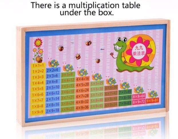 Mathematical Operation Blocks & Chalkboard Set In a Wooden Box