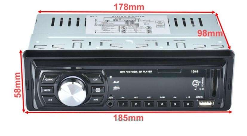 LED Car Radio & Remote - MP 3, FM Stereo, Supports USB, SD Card, AUX, 5V Charging, etc.