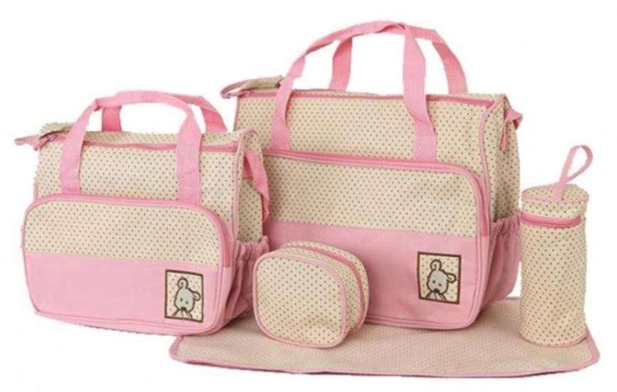 5 in 1 Baby Bag Set Made of Waterproof Microfiber Material - Lots of Space For All Your Baby's Needs