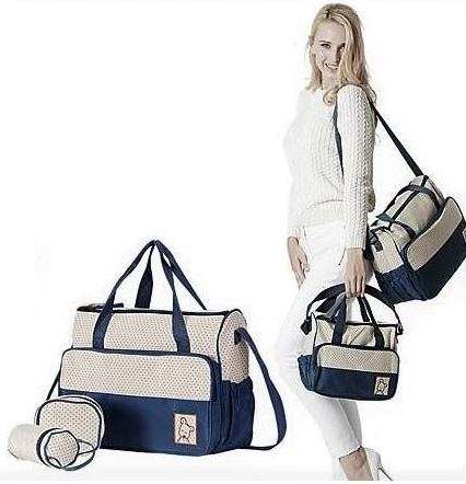 5 in 1 Baby Bag Set Made of Waterproof Microfiber Material - Lots of Space For All Your Baby's Needs