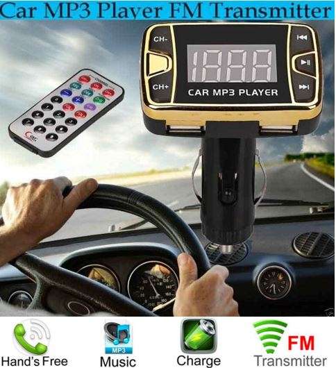 MP3 Player & FM Transmitter Car Modulator Kit - Wireless, USB, SD, TF, MMC, LCD Screen & Remote