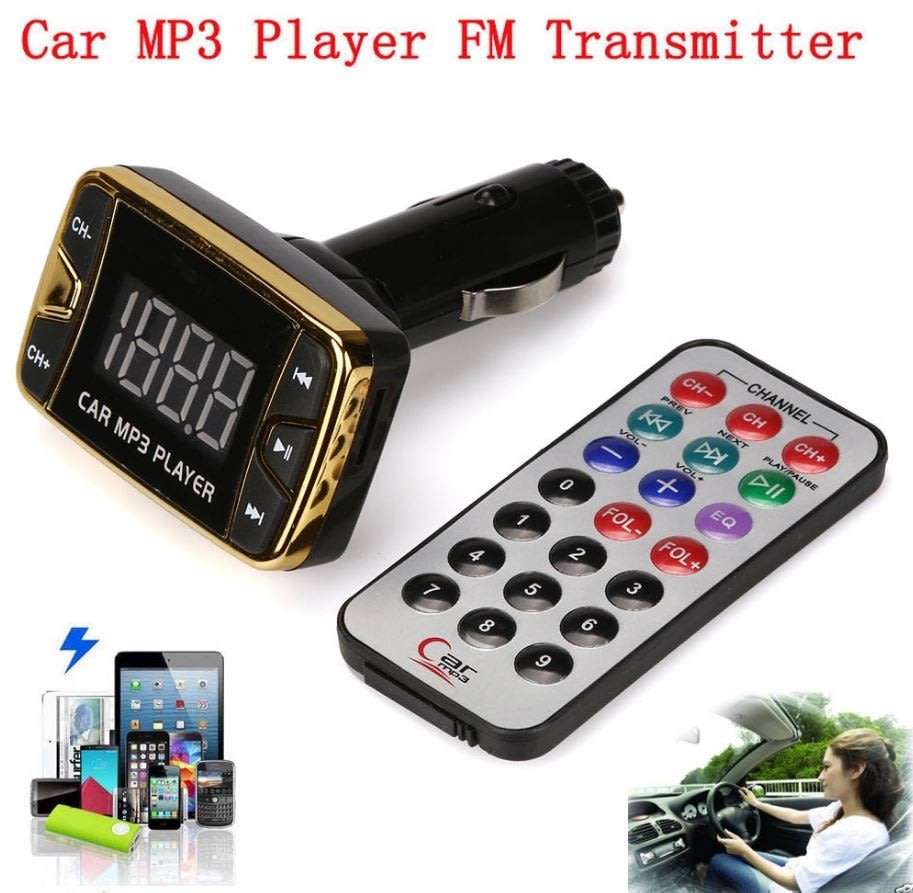 MP3 Player & FM Transmitter Car Modulator Kit - Wireless, USB, SD, TF, MMC, LCD Screen & Remote