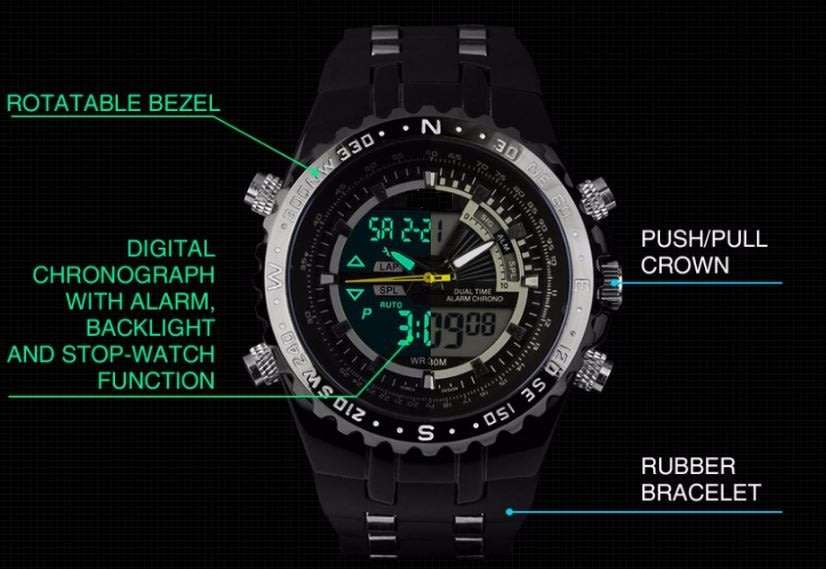 Exquisite Men's Multi Chronograph Watch With LED Back Light in a Complimentary Tin Gift Box