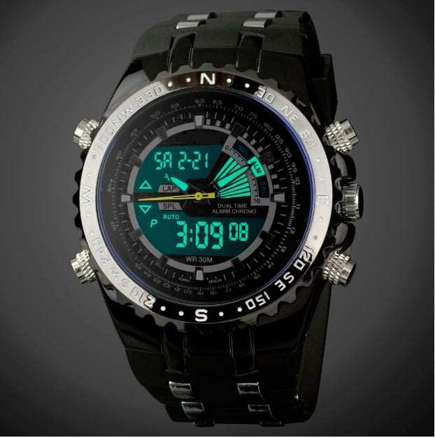 Exquisite Men's Multi Chronograph Watch With LED Back Light in a Complimentary Tin Gift Box