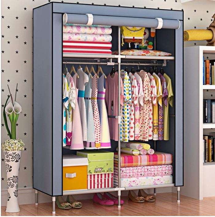Double Portable & Foldable Canvas Wardrobe - Great Storage Unit for Anything or Any Place