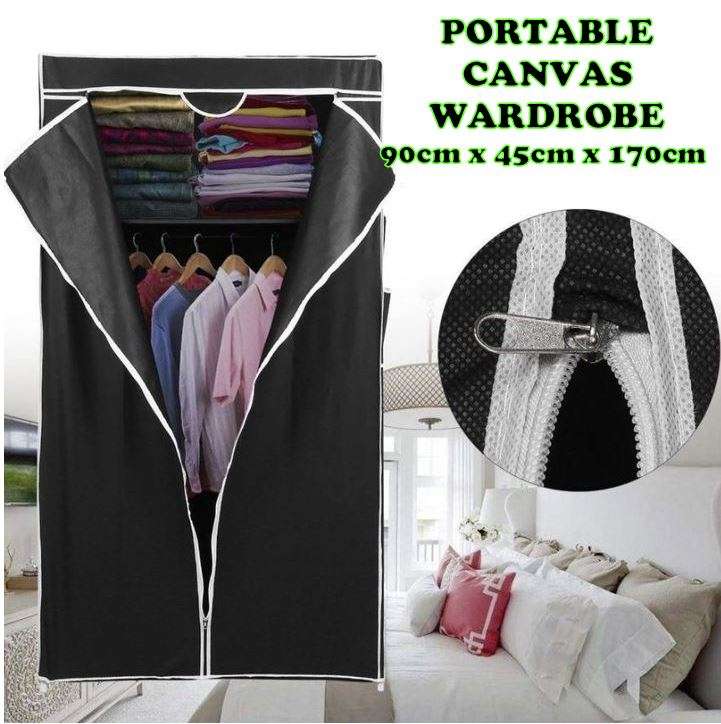 Double Portable & Foldable Canvas Wardrobe - Great Storage Unit for Anything or Any Place