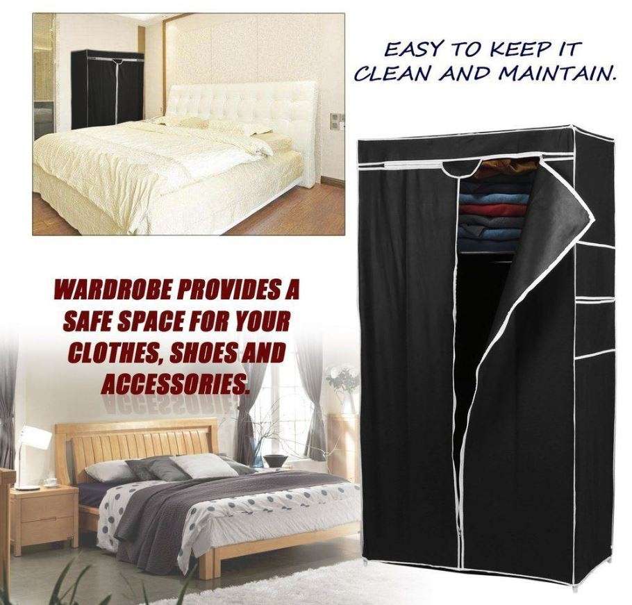 Double Portable & Foldable Canvas Wardrobe - Great Storage Unit for Anything or Any Place