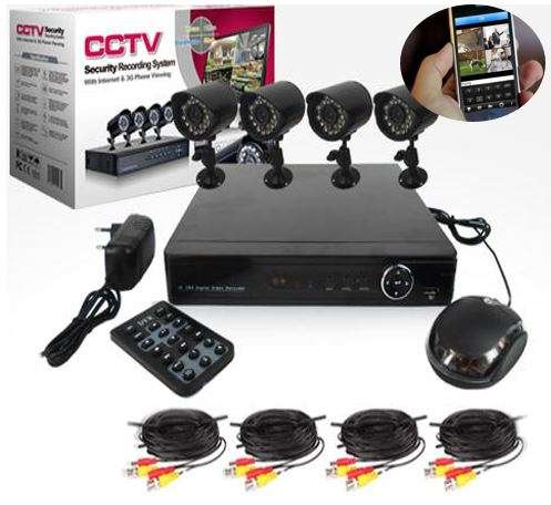 4 Channel CCTV Security Kit With Network Access, Real Time Recording, Day & Night Surveilance....