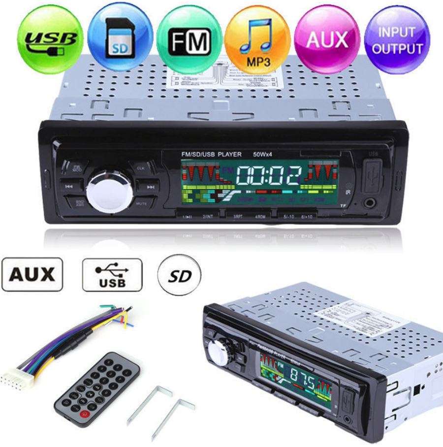 LED Bluetooth MP3 Car Radio & Remote - Supports USB, SD Card, Hands-free Calls, AUX, 5V Charging...
