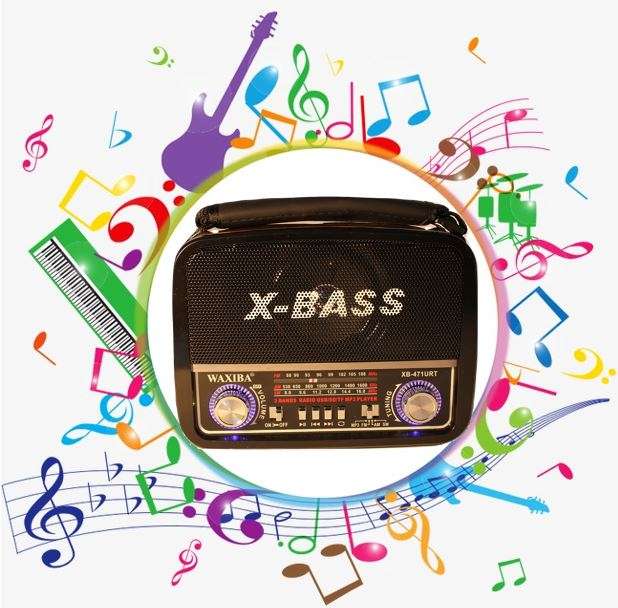 SD/USB/TF MP3 Player - AM/FM Radio, Build in X-Bass Speaker, Flash Light & Rechargeable Battery