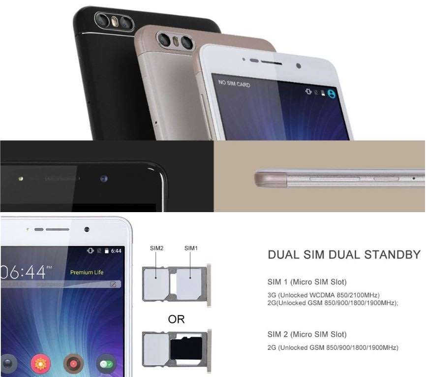 5.2" XGODY S10 Android 5.1 Smartphone, Quadcore, Dual Sim, Dual Camera 5 & 13MP, 8GB, GPS etc